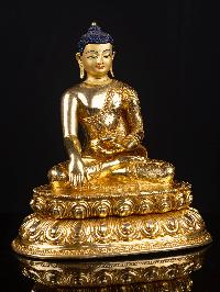 [shakyamuni Buddha] With Double Base, Buddhist Handmade Statue, [full Gold Plated], [face Painted]