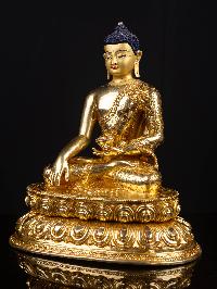 [shakyamuni Buddha] With Double Base, Buddhist Handmade Statue, [full Gold Plated], [face Painted]