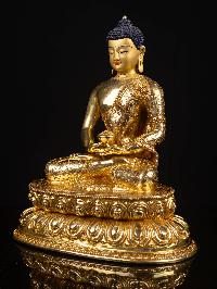 [amitabha Buddha] With Double Base, Buddhist Handmade Statue, [full Gold Plated], [face Painted]