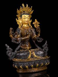 [chenrezig], Buddhist Handmade Statue, [chocolate Oxidized], [face Painted]