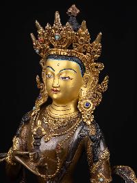 [vajrasattva], Buddhist Handmade Statue, [chocolate Oxidized], [face Painted]