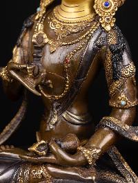 [vajrasattva], Buddhist Handmade Statue, [chocolate Oxidized], [face Painted]