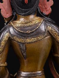 [vajrasattva], Buddhist Handmade Statue, [chocolate Oxidized], [face Painted]