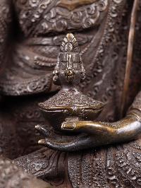 [padmasambhava], Buddhist Handmade Statue, [chocolate Oxidized], [stone Setting]