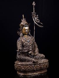 [padmasambhava], Buddhist Handmade Statue, [chocolate Oxidized], [stone Setting]