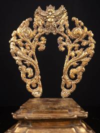 [shakyamuni Buddha] On Throne, Buddhist Handmade Statue, [full Gold Plated], [antique Finishing]