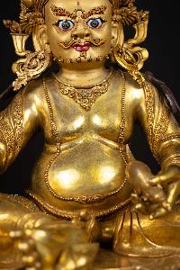 [yellow Jambhala], Buddhist Handmade Statue, [full Gold Plated], [face Painted]