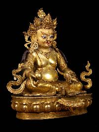 [yellow Jambhala], Buddhist Handmade Statue, [full Gold Plated], [face Painted]