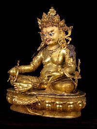 [yellow Jambhala], Buddhist Handmade Statue, [full Gold Plated], [face Painted]
