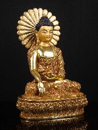 [shakyamuni Buddha], Buddhist Handmade Statue, [full Gold Plated], [stone Setting], [face Painted]