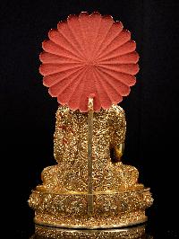 [shakyamuni Buddha], Buddhist Handmade Statue, [full Gold Plated], [stone Setting], [face Painted]