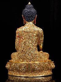 [shakyamuni Buddha], Buddhist Handmade Statue, [full Gold Plated], [stone Setting], [face Painted]