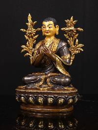 [tsongkhapa], Buddhist Handmade Statue [partly Gold Plated], [face Painted]