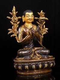 [tsongkhapa], Buddhist Handmade Statue [partly Gold Plated], [face Painted]