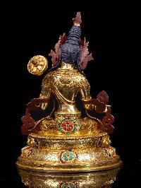 [sitatapatra] With Double Base, Buddhist Handmade Statue, [full Gold Plated], [stone Setting], [face Painted]