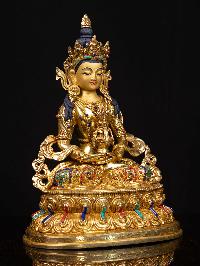 [aparimita] With Double Base, Buddhist Handmade Statue, [full Gold Plated], [stone Setting], [face Painted]