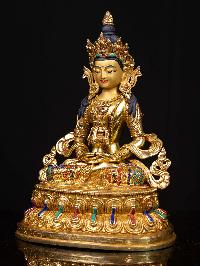 [aparimita] With Double Base, Buddhist Handmade Statue, [full Gold Plated], [stone Setting], [face Painted]