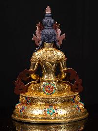 [aparimita] With Double Base, Buddhist Handmade Statue, [full Gold Plated], [stone Setting], [face Painted]