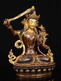 [manjushri], Buddhist Handmade Statue, [partly Gold Plated], [face Painted]