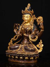 [chenrezig], Buddhist Handmade Statue, [partly Gold Plated], [face Painted]