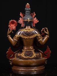 [chenrezig], Buddhist Handmade Statue, [partly Gold Plated], [face Painted]