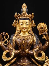 [chenrezig], Buddhist Handmade Statue, [partly Gold Plated], [face Painted]