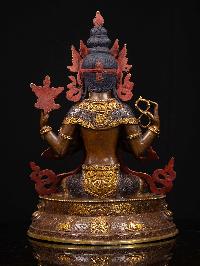 [chenrezig] With Double Base, Buddhist Handmade Statue, [partly Gold Plated], [face Painted]