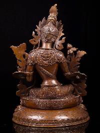 [green Tara] With Double Base, Buddhist Handmade Statue, [chocolate Oxidized]