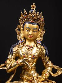 [vajrasattva] With Double Base, Buddhist Handmade Statue, [full Gold Plated], [stone Setting], [face Painted]
