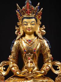 [aparimita], Buddhist Handmade Statue, [full Gold Plated], [stone Setting], [face Painted]