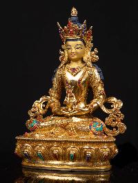 [aparimita], Buddhist Handmade Statue, [full Gold Plated], [stone Setting], [face Painted]