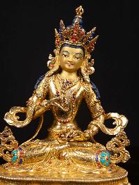 [vajrasattva], Buddhist Handmade Statue, [full Gold Plated], [stone Setting], [face Painted]
