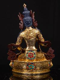 [vajrasattva], Buddhist Handmade Statue, [full Gold Plated], [stone Setting], [face Painted]