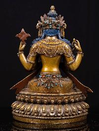 [chenrezig] With Double Base, Buddhist Handmade Statue, [chocolate Oxidized]
