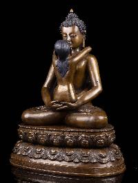 [samantabhadra], [buddha Shakti] With Double Base, Buddhist Handmade Statue, [chocolate Oxidized]