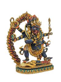 [mahakala Six Arms], Buddhist Miniature Statue, [thangka Color Finishing]