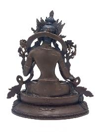 [white Tara], Buddhist Miniature Statue, [chocolate Oxidized], [face Painted]
