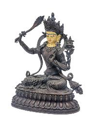 [manjushri], Buddhist Miniature Statue, [chocolate Oxidized], [face Painted]