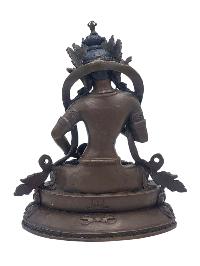 [vajrasattva], Buddhist Miniature Statue, [chocolate Oxidized], [face Painted]