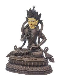 [vajrasattva], Buddhist Miniature Statue, [chocolate Oxidized], [face Painted]