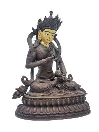 [vajrasattva], Buddhist Miniature Statue, [chocolate Oxidized], [face Painted]