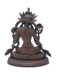 [green Tara], Buddhist Miniature Statue, [chocolate Oxidized], [face Painted]