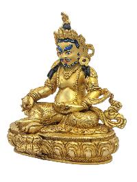 [yellow Jambhala], Buddhist Miniature Statue, [full Gold Plated], [face Painted]