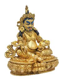 [yellow Jambhala], Buddhist Miniature Statue, [full Gold Plated], [face Painted]