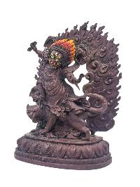 [vajrapani], Buddhist Miniature Statue, [chocolate Oxidized], [thangka Color Finishing]