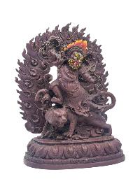 [vajrapani], Buddhist Miniature Statue, [chocolate Oxidized], [thangka Color Finishing]