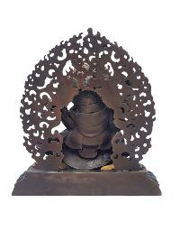[mahakala], [kajupa], Buddhist Miniature Statue, [chocolate Oxidized], [thangka Color Finishing]