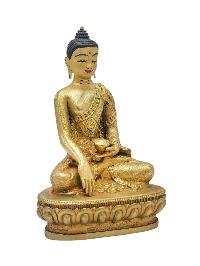 [shakyamuni Buddha], Buddhist Miniature Statue, [full Gold Plated], [face Painted]