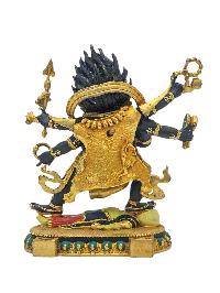 [mahakala Six Arms], Buddhist Miniature Statue, [thangka Color Finishing]