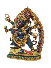 [mahakala Six Arms], Buddhist Miniature Statue, [thangka Color Finishing]